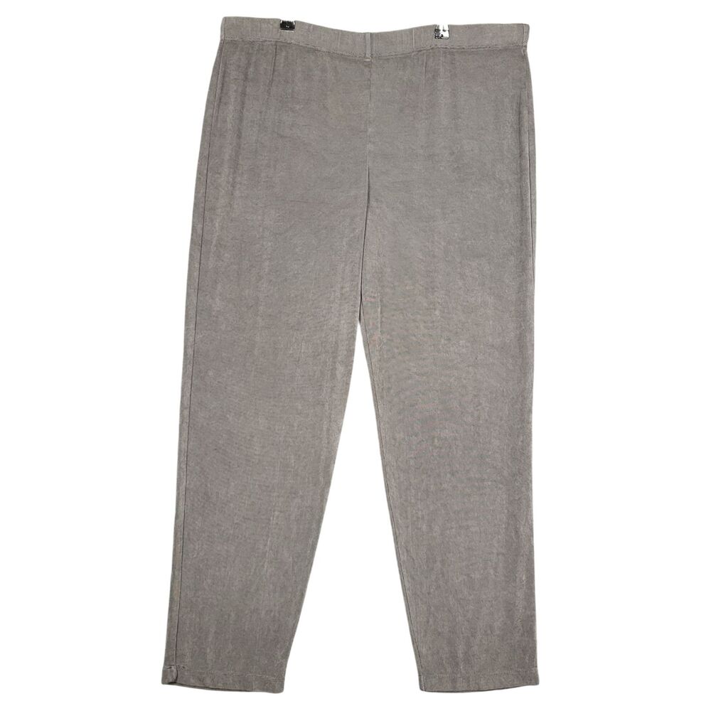 CHICOS TRAVELERS Silver Slinky Stretch Knit Taper Pull On Pants SIZE 3 US XL 16